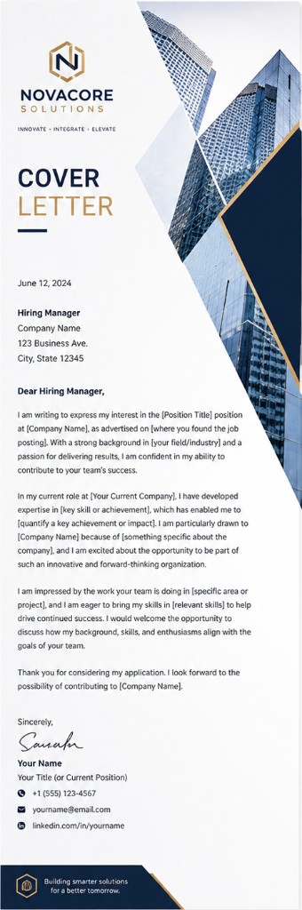 Novacore Cover Letter