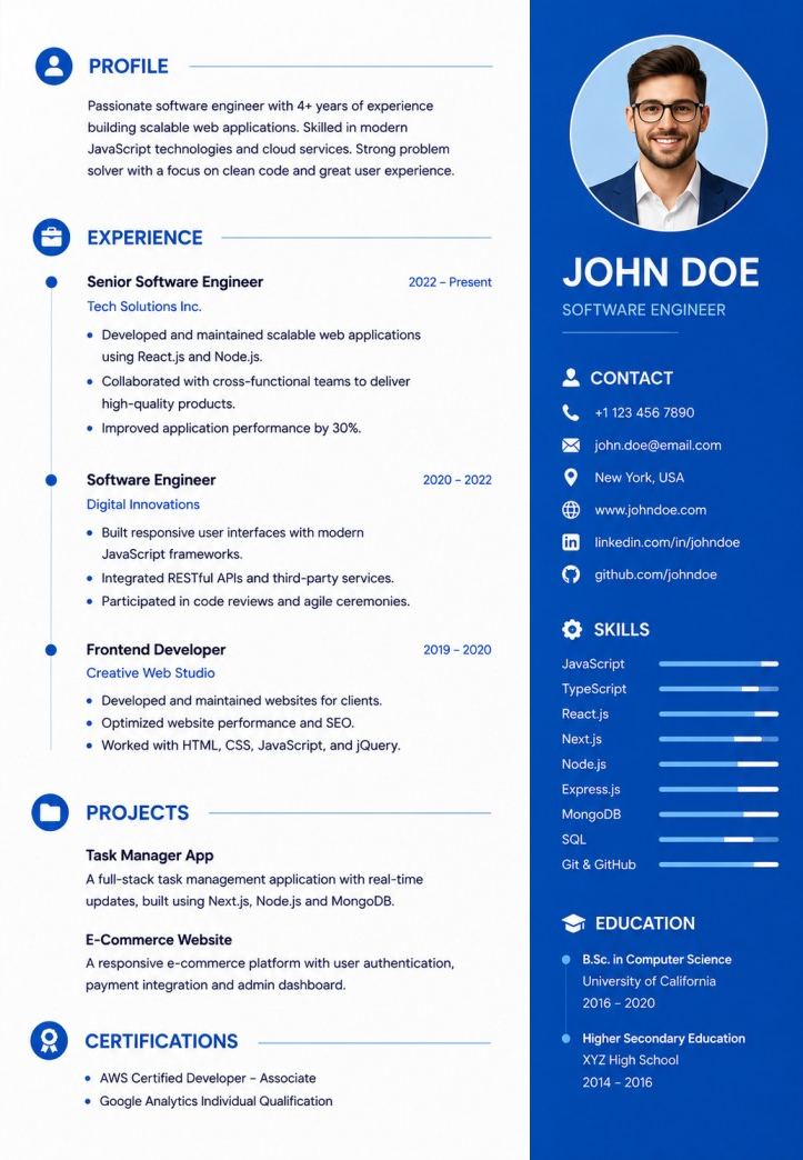 Professional Sidebar Right CV